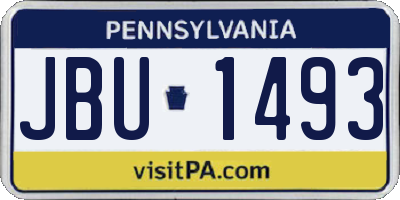 PA license plate JBU1493