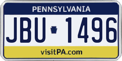 PA license plate JBU1496