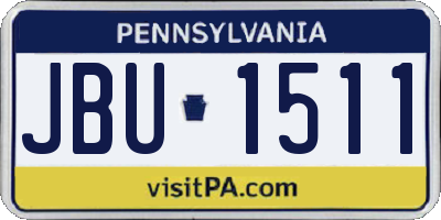 PA license plate JBU1511