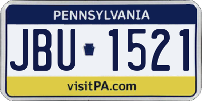 PA license plate JBU1521