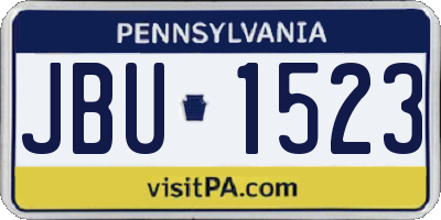 PA license plate JBU1523