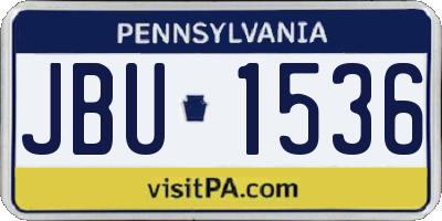 PA license plate JBU1536