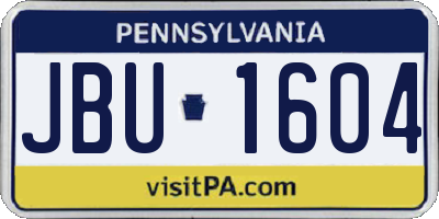 PA license plate JBU1604