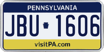 PA license plate JBU1606
