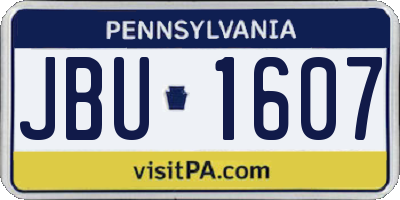 PA license plate JBU1607