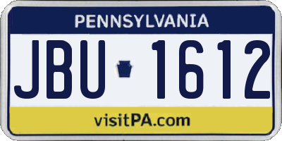 PA license plate JBU1612