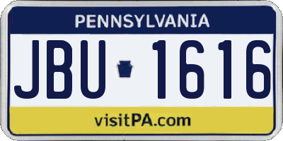 PA license plate JBU1616