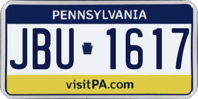 PA license plate JBU1617