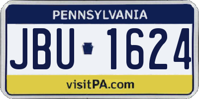 PA license plate JBU1624