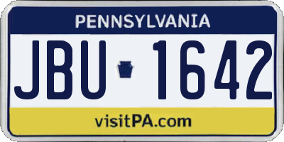PA license plate JBU1642