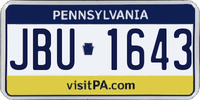 PA license plate JBU1643
