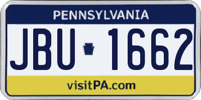 PA license plate JBU1662