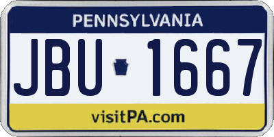 PA license plate JBU1667
