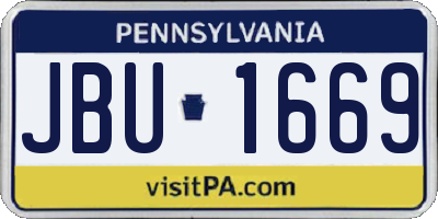 PA license plate JBU1669