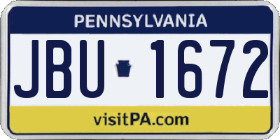 PA license plate JBU1672