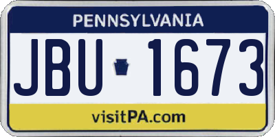 PA license plate JBU1673
