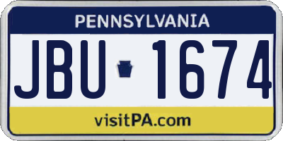 PA license plate JBU1674