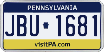 PA license plate JBU1681