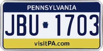 PA license plate JBU1703