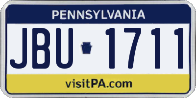 PA license plate JBU1711