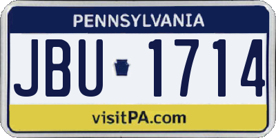 PA license plate JBU1714