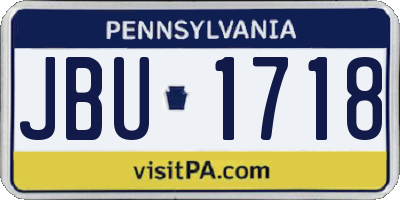 PA license plate JBU1718