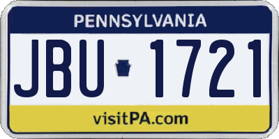 PA license plate JBU1721