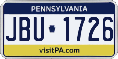 PA license plate JBU1726