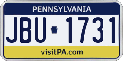 PA license plate JBU1731
