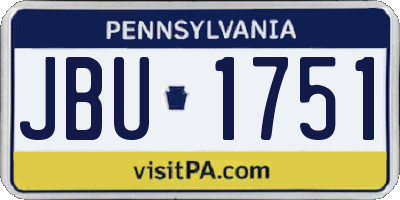 PA license plate JBU1751