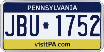 PA license plate JBU1752