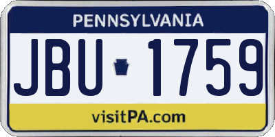 PA license plate JBU1759