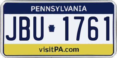 PA license plate JBU1761