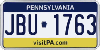 PA license plate JBU1763