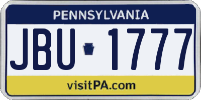 PA license plate JBU1777