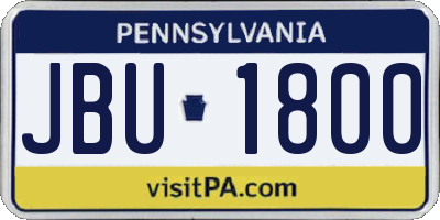 PA license plate JBU1800