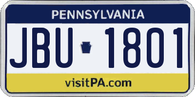 PA license plate JBU1801