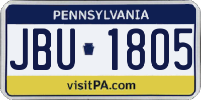 PA license plate JBU1805
