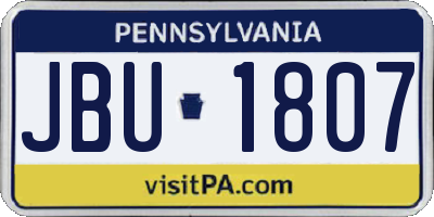 PA license plate JBU1807