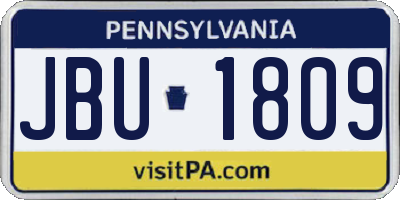 PA license plate JBU1809