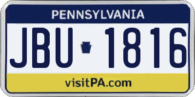 PA license plate JBU1816