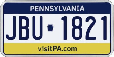 PA license plate JBU1821