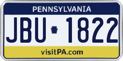 PA license plate JBU1822