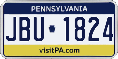 PA license plate JBU1824