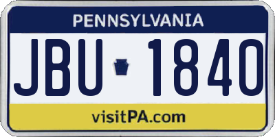 PA license plate JBU1840