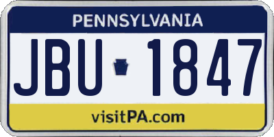 PA license plate JBU1847