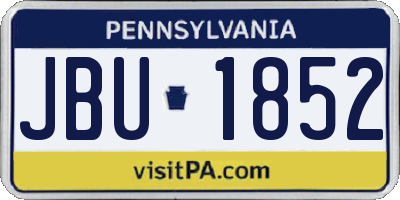 PA license plate JBU1852