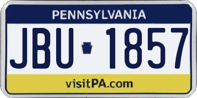 PA license plate JBU1857