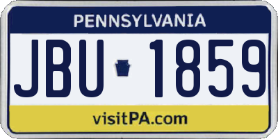 PA license plate JBU1859