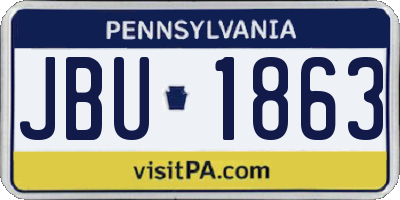 PA license plate JBU1863